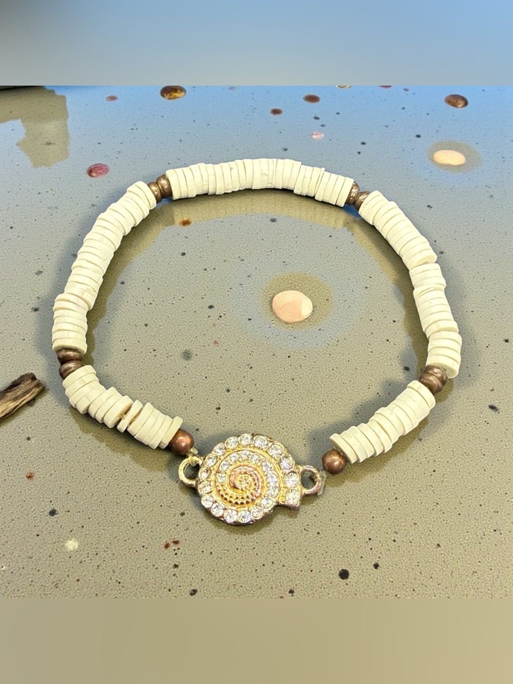 Gold & Cream Spiral Crystal Bead Bracelet - Women Jewelry Bracelets